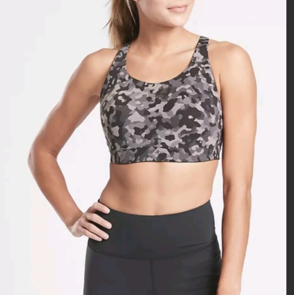 Athleta Advance Bra in Black Camo Size 36 D #405744*